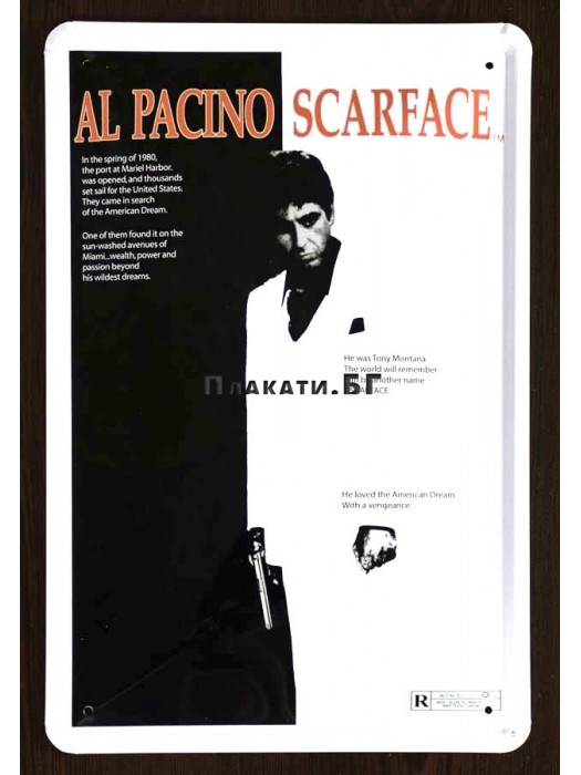 Scarface BW - tin sign 20x30cm