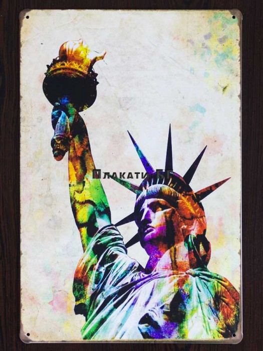 NY - Statue of Liberty (Colors) - tin sign 20x30cm
