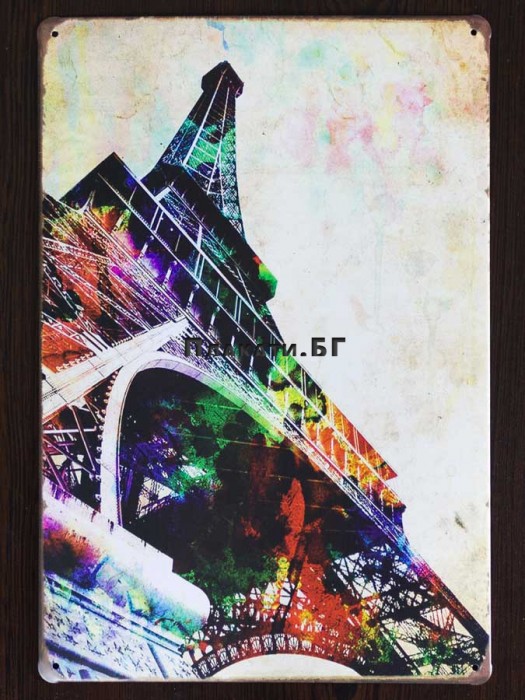 Paris - (Eiffel Tower Art) - tin sign 20x30cm