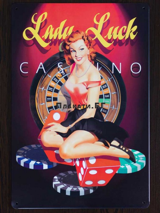 Lady Luck Casino - tin sign 20x30cm