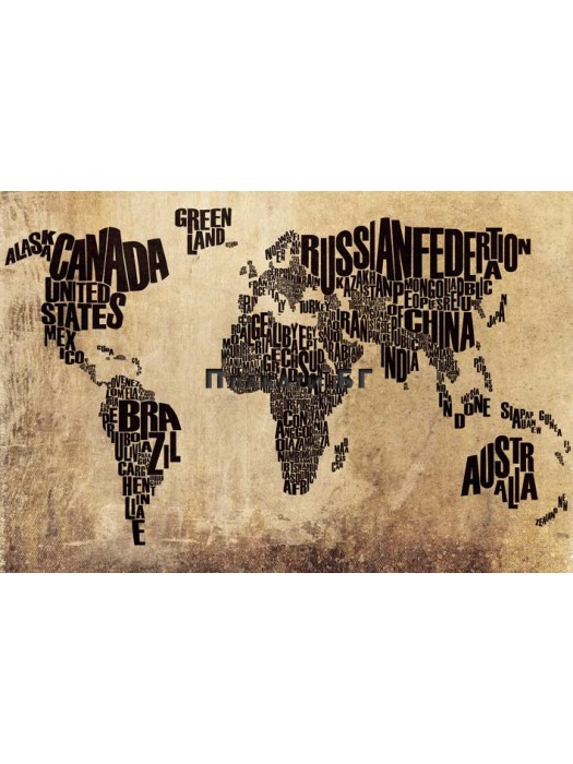 World Map Typography (antique) - 61x91.5cm poster