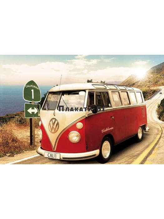 VW Калифорнийски Кемпер Route One - плакат (постер)