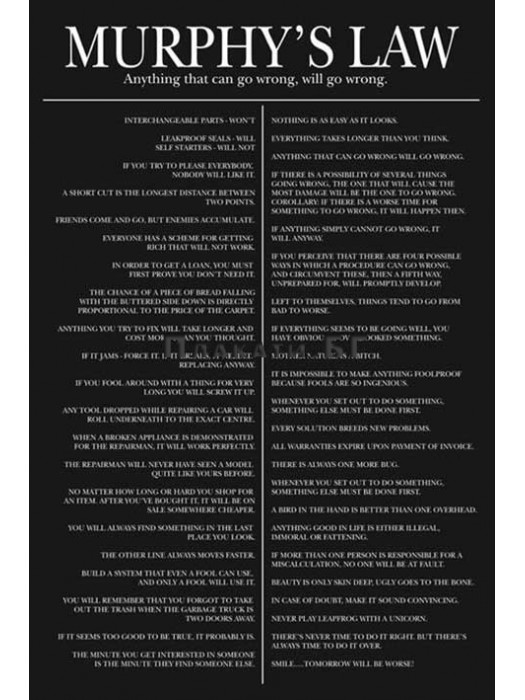 Murphy's Law (epigrams) - black & white poster with adages and epigrams