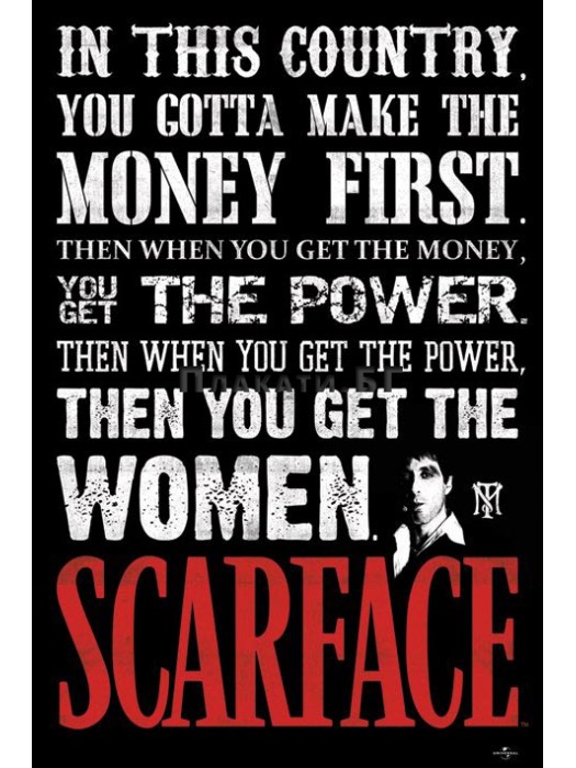 Scarface (In This Country) - black & white poster with accent color