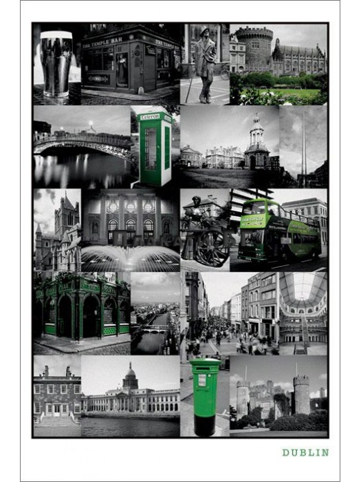 Dublin - Green Collage poster