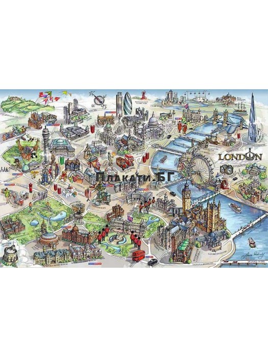 London Harta Ilustrare - 61x91.5cm poster