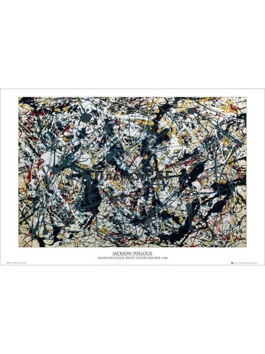 Джаксън Полък - Silver Over Black (61х91,5см) - арт плакат (постер) репродукция