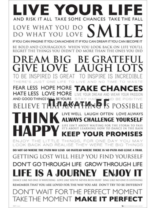 Live Your Life - Typography Poster BW