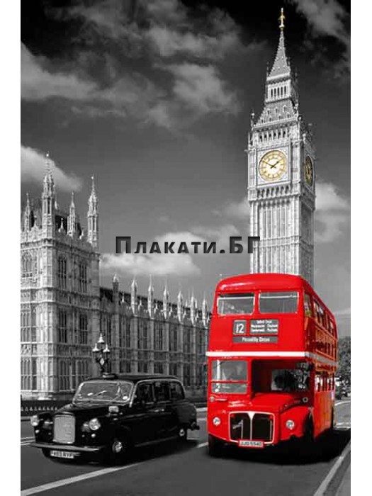 Лондон - Червен Автобус, Такси, Биг Бен плакат (постер)