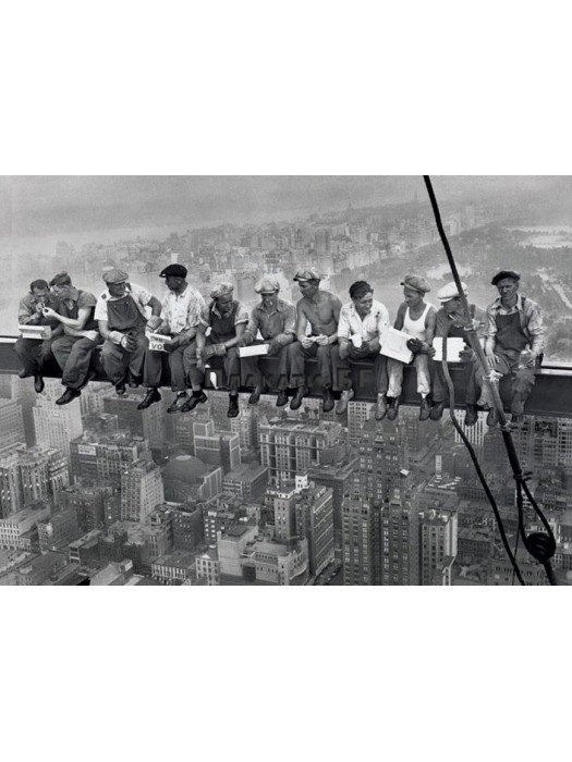 NY - Lunch on a Skyscraper- Black & White Poster