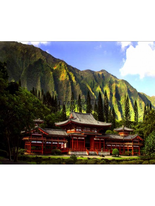 Honolulu - Buddhist temple photo art poster 40х50см