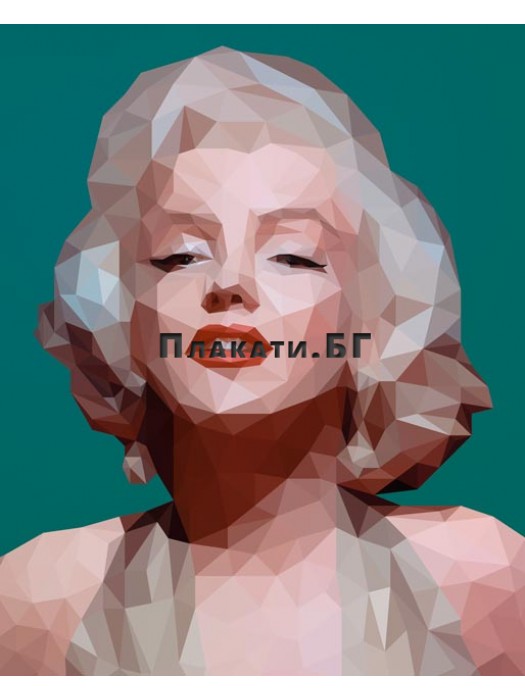Marilyn Monroe (polygonal portrait on green) - poster 40х50cm