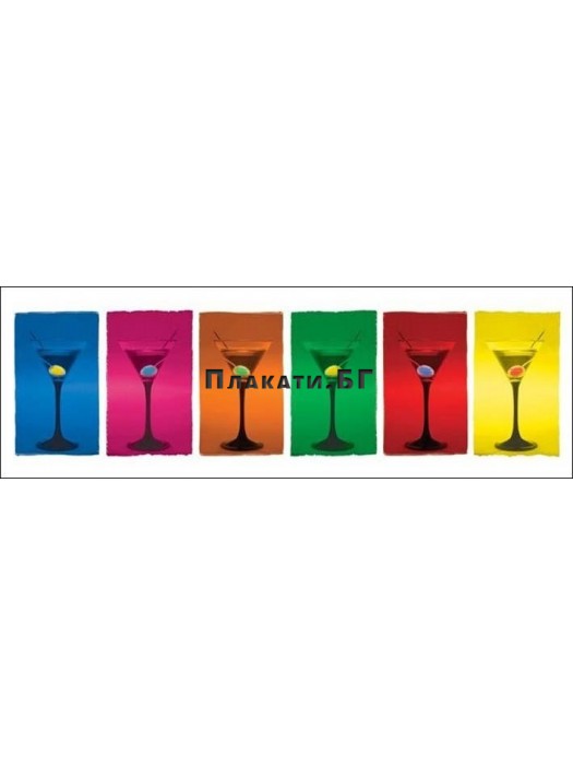 Martini Glasses Pop Art slim poster