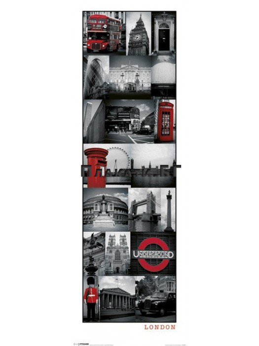 London Collage - Black & White slim poster