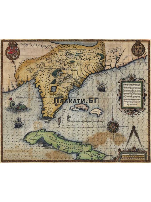 Map of Florida Caribbean (1588) - ancient map poster 60x73cm