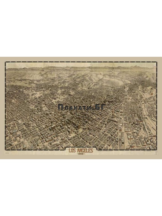 Map of Los Angeles - 1909 (bird's view) - vintage poster