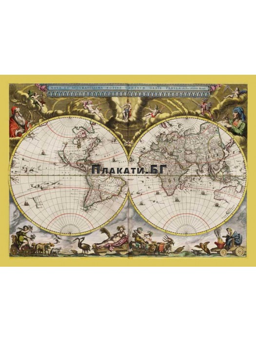 Map - Nova et Accuratissima Terrarum Orbis Tabula (1664) - ancient map poster 60x80cm